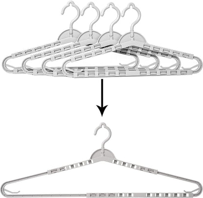 4 Pack Extra Large Hangers Enlarge Adjustable Shoulder 16.5"-26" Drying Hanger Sturdy for Wide Polos Tops Cardigans Quilt Bath Towel Big and Tall Shirts (Light Gray)