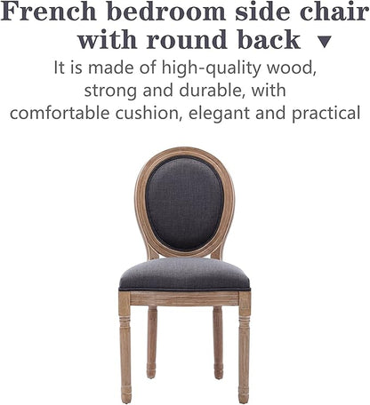 Nrizc French Dining Chairs Set of 2, Farmhouse Dining Chairs, Vintage Country Dining Chair with Round Back, French Bistro Chairs, Fabric Dining Chair for Kitchen, Bedroom