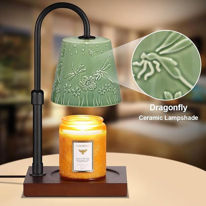 Ceramic Candle Warmer Lamp Dimmable, Electric Scented Wax Melt Warmer, Candle Warmer Melter for Jar Candles Mothers Day Birthday Gifts for Women Mom Grandma, Home Offices Decor Light(Dragonfly-2)