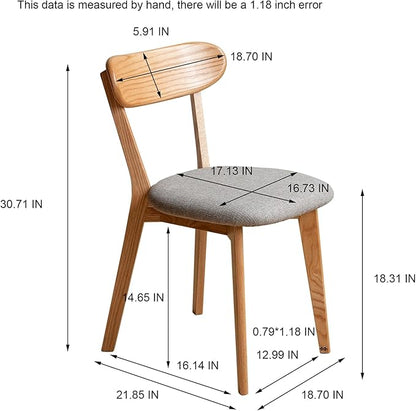 Solid Wood Upholstered Dining Chairs Set of 2 - FAS-Grade North American Oak | Heavy Duty Kitchen Dining Chairs with Ergonomic Curved Back | Easy Assembly | 400 lb Capacity