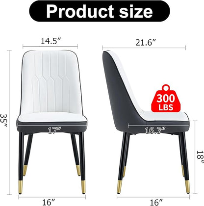 Dining Chairs Set of 2，Modern Dining Chairs, Equipped with PU Leather Backrest Cushions and Black Metal Legs, Suitable for Restaurants, Kitchens, and Bedrooms Dining Room Chairs