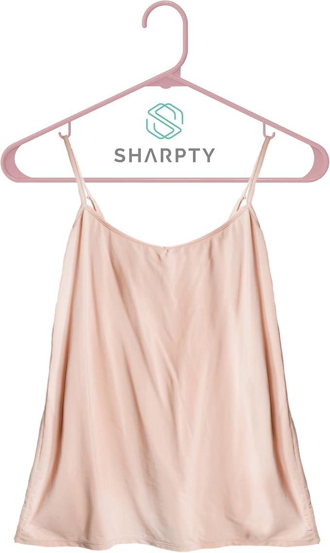 Sharpty Plastic Hangers Clothes Hangers for Clothing, Closet, Coats & Shirts - Durable, Thick, Tough & Space Saving - for Everyday Standard Use, Room Essentials & Basics - 60 Pack - Pink