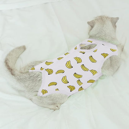 Cat Professional Surgical Recovery Suit,E-Collar Alternative for Cats Dogs,After Surgery Wear, Pajama Suit,Home Indoor Pets Clothing Banana S