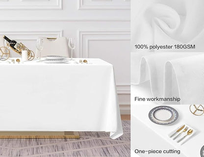 Surmente 10 Pack White Rectangle Tablecloth 90 x 156-inch Rectangular Polyester Table Cloth for Weddings, Banquets, or Restaurants