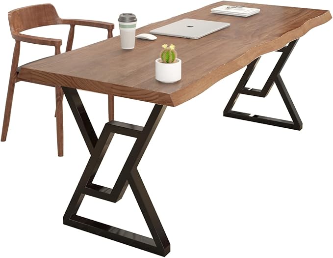 Rustic Brown 55-inch Solid Wood Computer Desk - Modern Gaming Workbench for Home Office, Modern Simple Design, Ideal for Study, Writing, Dining