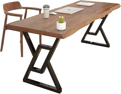 Rustic Brown 55-inch Solid Wood Computer Desk - Modern Gaming Workbench for Home Office, Modern Simple Design, Ideal for Study, Writing, Dining