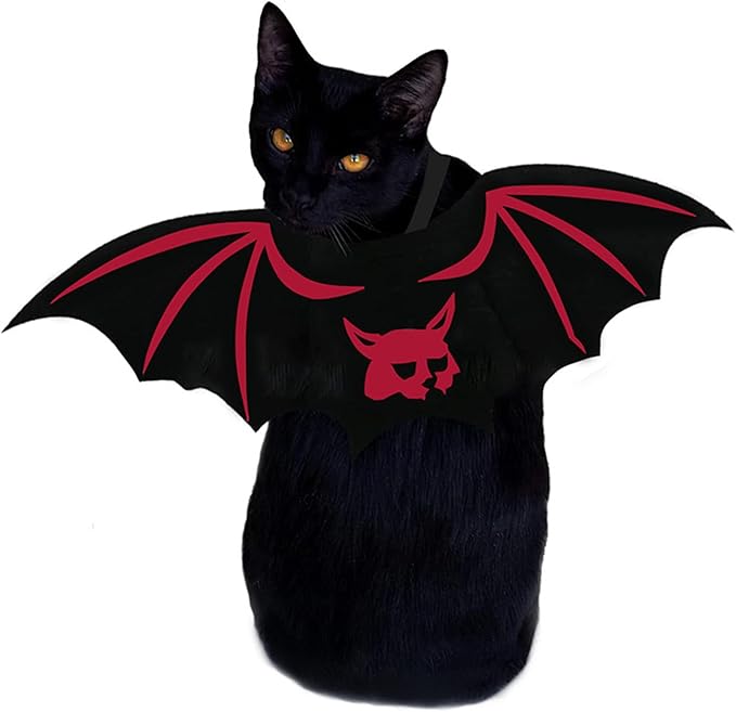 Pet Cat Bat Wings for Halloween Party Decoration, Dog Cosplay Bat Costume,Puppy and Cat Dress Up Accessories (Red Ghost, Small)