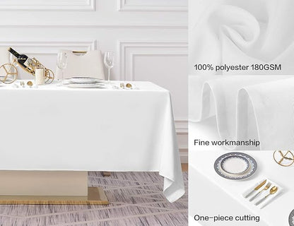 Surmente White Rectangle Tablecloth 60 x 120-inch Rectangular Polyester Table Cloth for Weddings, Banquets, or Restaurants