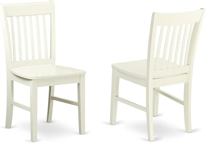 East West Furniture NFC-LWH-W Norfolk Dining Room Chairs - Slat Back Solid Wood Seat Chairs, Set of 2, Linen White