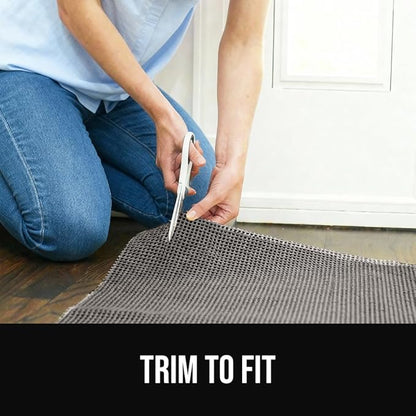 GORILLA GRIP Premium Dual Sided Extra Thick Rug Gripper Pad for Hardwood Floors, Breathable Slip Resistant Pad Grips Under Carpet Area Rugs for Hard Surface Floor Protection, Easy Trim Mats, 2x3, Grey