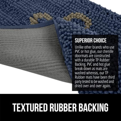 GORILLA GRIP SoakSTOPPER Dog Door Mat, 30x20 Machine Washable Rug Absorbent Doormat Captures Moisture Mud Dirt, Quick Dry Soft Chenille Entryway Rugs Indoor Entrance Mats for Dog Paws, Navy