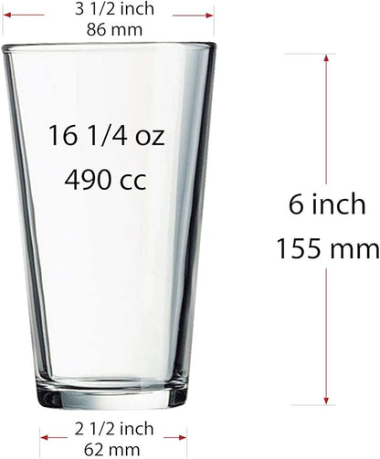 Set of 12 - Drinking Glasses 16 oz Highball Glasses Water Glass Cups Pint Glass Beer Glass Tumblers Bar Glass Design for Home and Kitchen