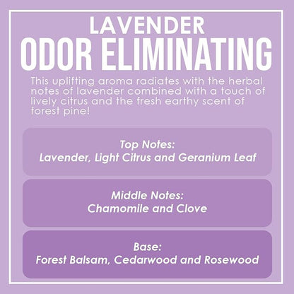 Lavender Odor Eliminating Highly Fragranced Candle - Eliminates 95% of Pet, Smoke, Food, and Other Smells Quickly - Up to 80 Hour Burn time - 12 Ounce Premium Soy Blend
