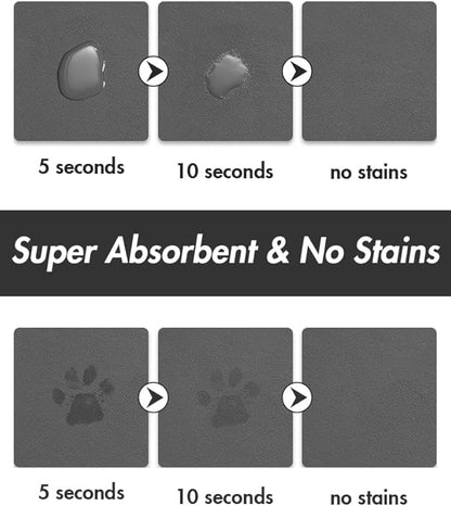 Absorbent Dog Food Mat-Dog Cat Mat for Food and Water Bowl, Quick Dry Pet Food Mat, No Stains Pet Feeding mat, Cat Accessories Pet Supplies-Water Bowl Mat for Messy Drinkers