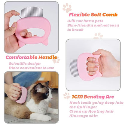 Cat Comb Pet Short Long Hair Removal Massaging Shell Comb Soft Deshedding Brush Grooming And Shedding Matted Fur Remover Massage Dematting Tool For Dog Puppy Rabbit (Blue)