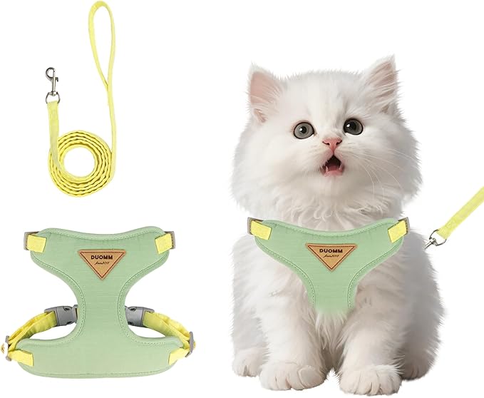 wanheart Cat Harness and Leash Set Escape-Proof Adjustable cat Leash and Harness Combo Suitable for All cat Breeds (Green, S)
