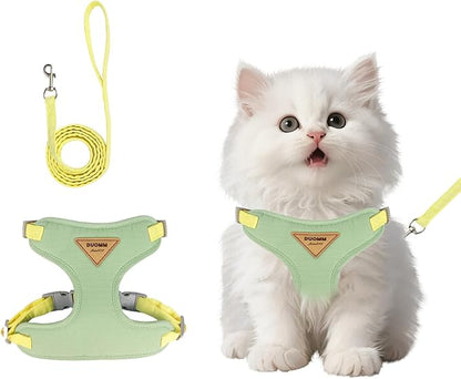 wanheart Cat Harness and Leash Set Escape-Proof Adjustable cat Leash and Harness Combo Suitable for All cat Breeds (Green, S)