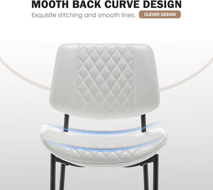 Modern Dining Chairs Set of 6, Leather Dining Chair with Metal Legs, Upholstered Dining Room Chairs for Dining Room, Kitchen, Vanity (White)