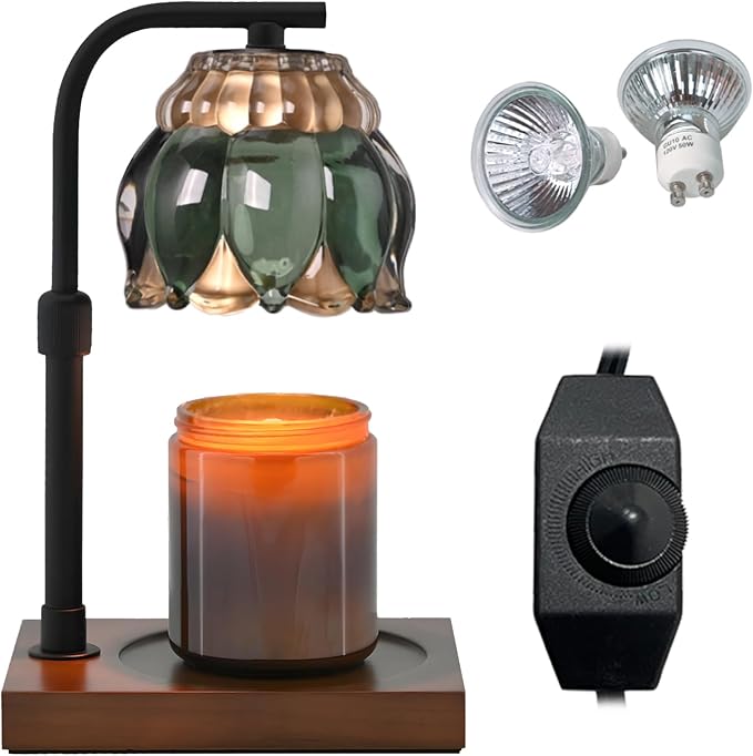 Candle Warmer Lamp Christmas Gifts for Women Mom, Compatible with All Jar Candles, Wax Melt for Candle Home Decor, Modern Farmhouse Decor, Candle Warmer Adjustable Height Timer DarkGreen