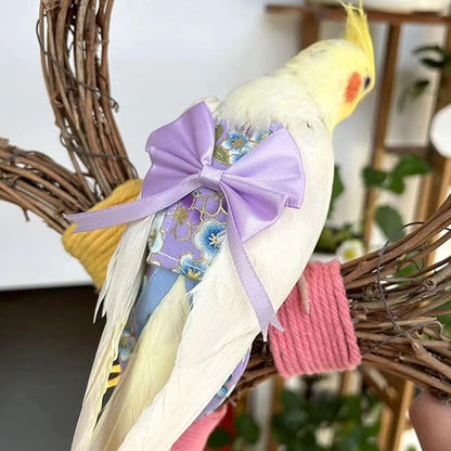 Bird Flight Suits and Diapers - Parrot Flight Suits for Monk Parakeet Parakeets, Cockatiels - Comfortable Parrot Clothes(Yellow,XL)(Almond,Large)
