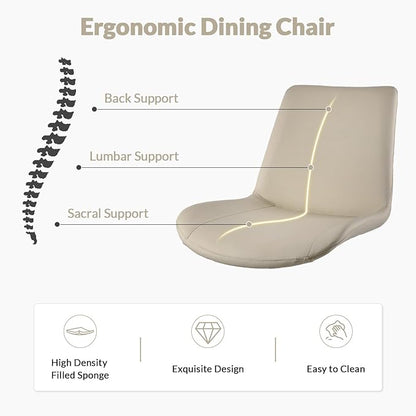 Dining Chairs, Modern PU Leather Dining Room Chair with Sturdy Metal Legs, Upholstered Seat Dinner Chairs Accent Side Chairs for Indoor Kitchen Living Room (Light Grey, Set of 6)