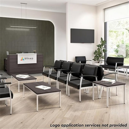 Bush Business Furniture Arrive 72W x 30D Reception Desk with Shelf in Storm Gray, Modern Receptionist Station for Office Waiting Room