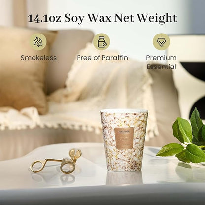 M&SENSE Lemon Vanilla Scented Soy Candle, 3 Wick Highly Scented 14.1 Oz 80H, Aromatherapy Christmas Gift for Women and Men