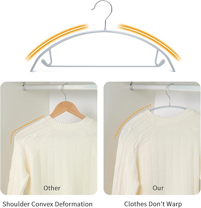 Nature Smile Non Slip PVC Coating Sweater Hangers,Dress Suit Coat Hangers,Shoulder Bump Free Golf T Shirts Clothes Hangers (Silvery Grey Color 10 Pack)