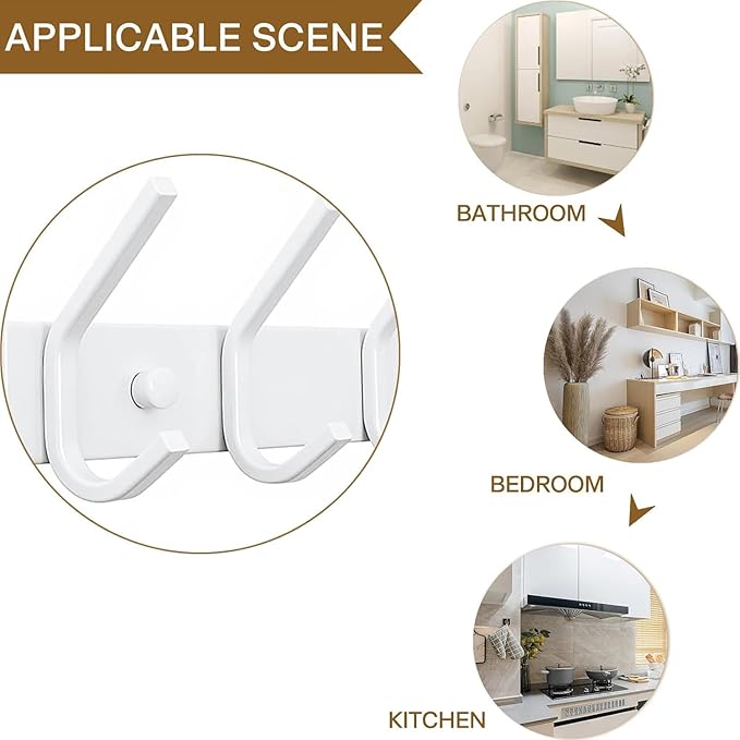 FANYITY 2 Pack Coat Rack Wall Mount, Coat Hooks for Wall, Entryway Coat Hanger Wall Mounted with 4 Double Dual Hooks for Purse Jacket Hat