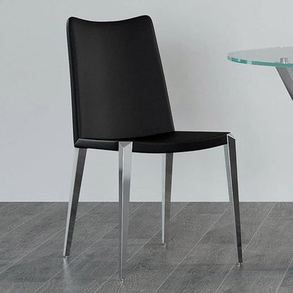 ZURI Modern Jordan Dining Chair in Black Leatherette and Polished Stainless Steel Base