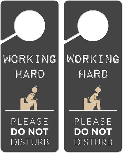 Occupied Sign for Bathroom Door, 2 Pack (Printed on Both Sides), 9.3x3.5 PVC Plastic, Funny Popping Doorhanger Do Not Disturb Sign, Gag Gift for men, Husband and Boyfriend