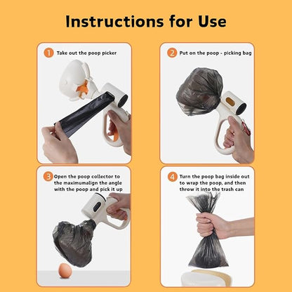 Off-White pet Poop Shovel Set | Easy to Carry, Light in Weight, for Pets to Clean Feces | with Bag and Carrying Clip | A Portable Tool Specially Designed for pet Owners.