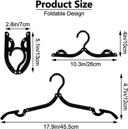 Travel Hangers, Foldable Hangers, Folding for Travtravel Hangerscruise Essentials, Folding Clothes Hanger, Travel Must Haves for Flying, Camping, Hotel, RV, Road Trip, 10 Pcs (Black)