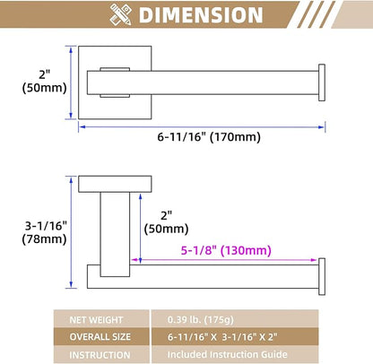Suyar Brushed Gold Toilet Paper Holder, SUS 304 Stainless Steel Bathroom Toilet Paper Roll Holder Wall Mount