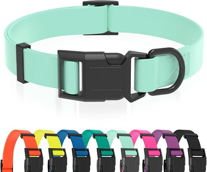 Waterproof Dog Collar, Easy to Clean Rubber Dog Collars with Quick Release Buckle Fits Small Medium or Large Dogs (Mint Green, S < 9.5-14.1 inch)