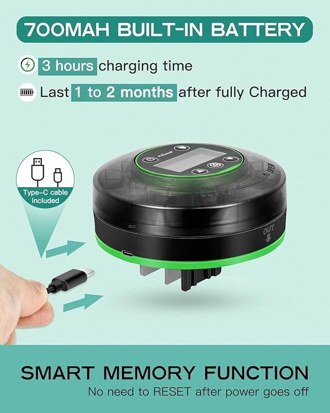 Automatic Fish Feeder for Aquarium - Moisture-Proof and Precision Feeding Betta Vacation Feeder, USB Rechargeable Auto Fish Food Dispenser with Timer,LCD Display