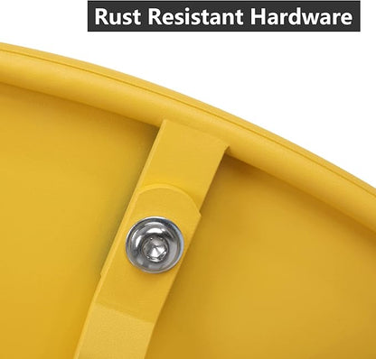 Outdoor Side Table, Outdoor/Indoor Metal Steel Patio Coffee Table, Round Weather Resistant Anti-Rust (Yellow)