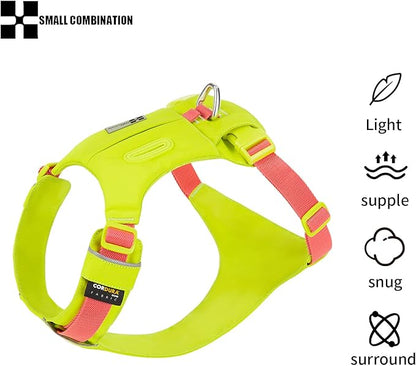 Lightweight Dog Harness, Large to Very Large Breeds, Adjustable Fit.Pet Harness with Pocket, Dog Training Harness for Outdoor Walking Running, Hiking (Lemon Yellow, XL)