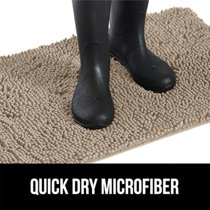 GORILLA GRIP SoakSTOPPER Dog Door Mat, 36x24 Machine Washable Rug Absorbent Doormat Captures Moisture Mud Dirt, Quick Dry Soft Chenille Entryway Rugs Indoor Entrance Mats for Dog Paws, Beige