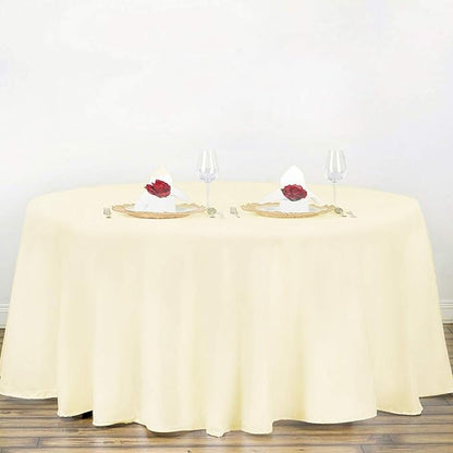 Surmente Ivory Tablecloth for Round Tables, 120-inch Round Table Cloths for Weddings, Banquets, or Restaurants
