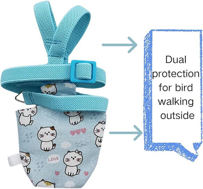 Adjustable Bird Diaper Harness Flight Suit Clothes with 80 Inch Flying Leash Rope for Parrots Conure Cockatiel (Green,Pigeon)