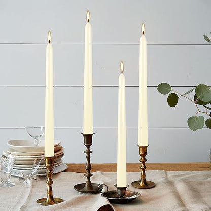 36 Pack Ivory White Taper Candles, 7-8 Hours Burn Time, Unscented, Smokeless and Dripless, 0.8 x 10 Inch Dinner Candle Set for Household, Wedding, Party and Home Décor Candlesticks