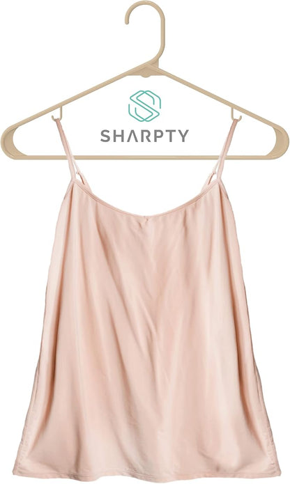 Sharpty Plastic Hangers Clothes Hangers for Clothing, Closet, Coats & Shirts - Durable, Thick, Tough & Space Saving - for Everyday Standard Use, Room Essentials & Basics - 20 Pack - Beige