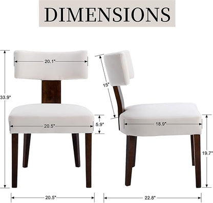 Upholstered Dining Chairs Set of 6, Modern Wooden Kitchen Chairs Fabric Side Dining Room Chair Farmhouse Dinner Chair for Kitchen Dining Room, Cream