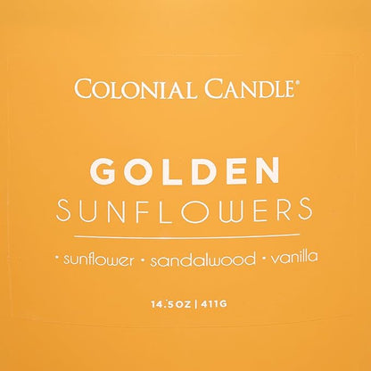 Colonial Candle Golden Sunflowers Scented Jar Candle, Pop of Color Collection, 3 Wick, 14.5 oz - Up to 60 Hours Burn