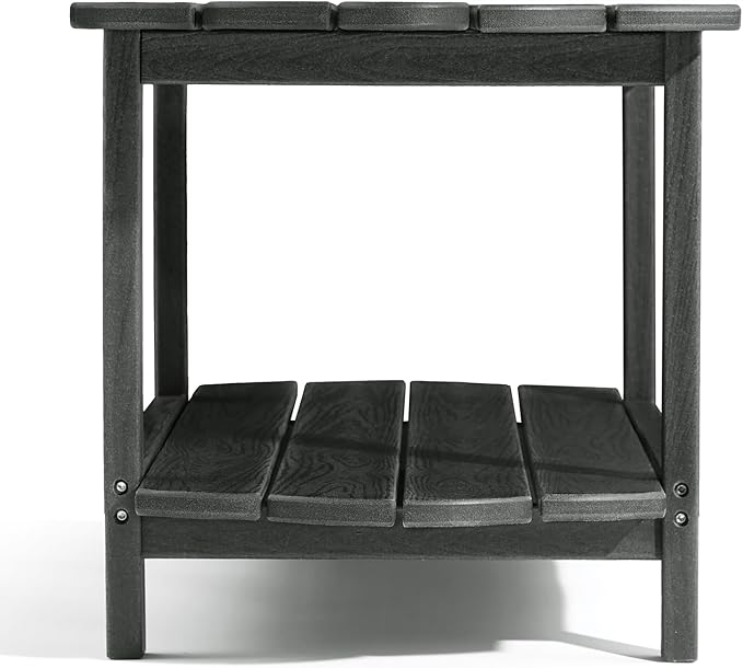 Adirondack Outdoor Patio Table-2 Tier Outside Table Irregular Grey Coffee Table for Garden Indoor Sun Room