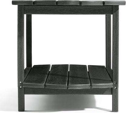 Adirondack Outdoor Patio Table-2 Tier Outside Table Irregular Grey Coffee Table for Garden Indoor Sun Room
