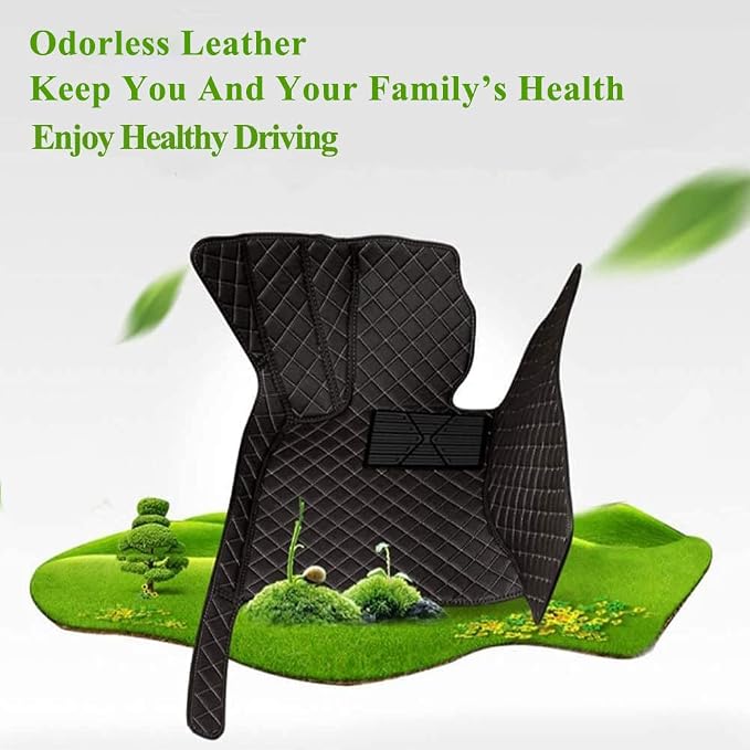 Build Your Own Car Mats – Custom Text + Image Printing, Premium Leather Full Set, Personalized Gift for Him/Her, Fits SUV Sedan Truck - Dark Green
