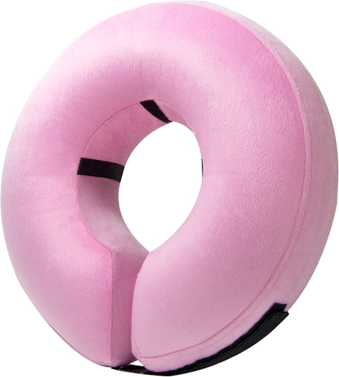 BENCMATE Inflatable Dog Cone Collar Alternative, Soft Dog Cone for Small Medium Large Dogs and Cats, Neck Recovery ECollar Donut Collar After Surgery (Medium, Pink)