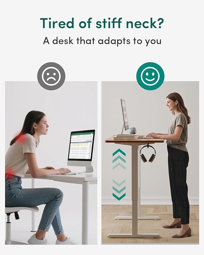 CubiCubi 40 x 24 Inches Electric Standing Desk, Height Adjustable Sit to Stand Desk, Home Office Table with Splice Board, Light Rustic